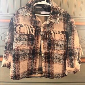 Plaid Women's Jacket in Brown and Cream